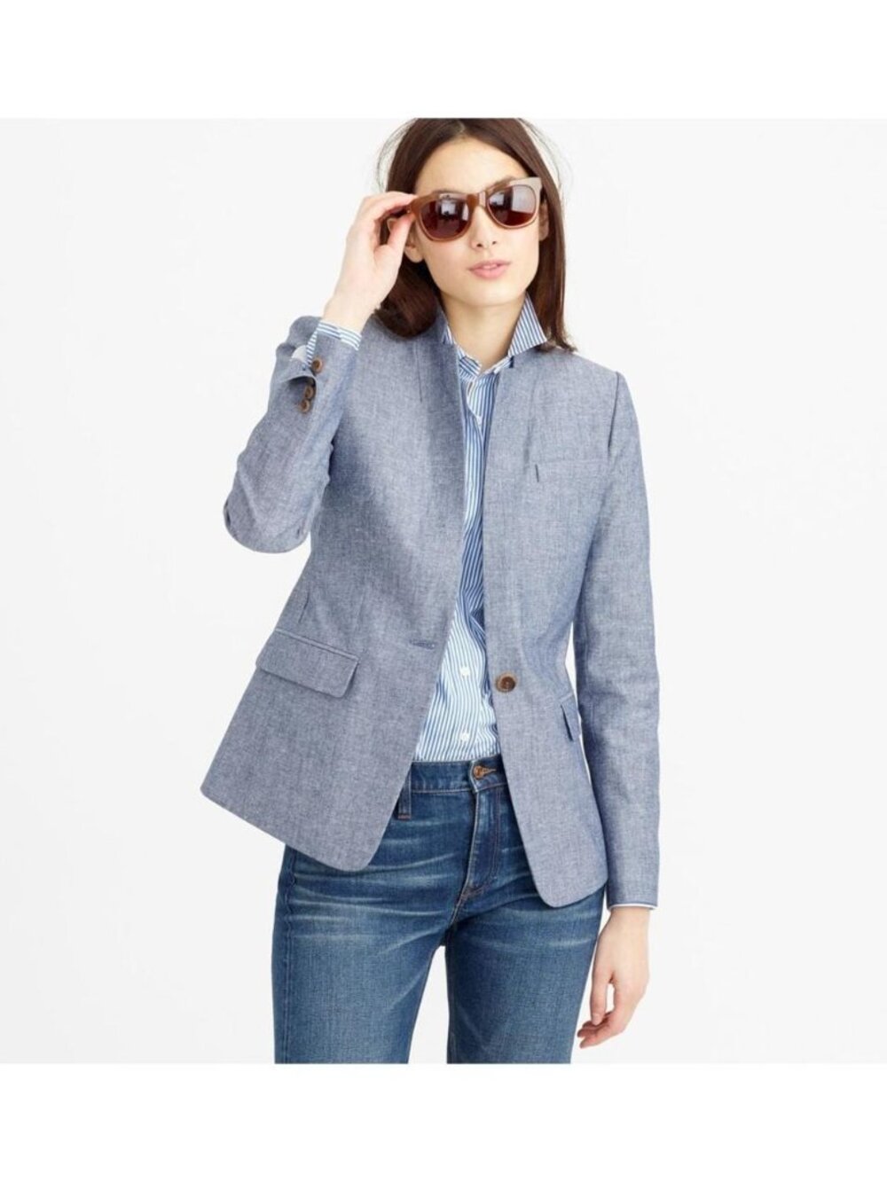 J. Crew Factory Cotton Chambray Blazer